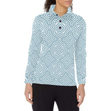 arabic pattern Women's Long Sleeve Polo Shirt