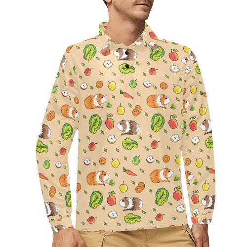 Guinea Pig Pattern Print Design 05 Men's Long Sleeve Polo Shirt