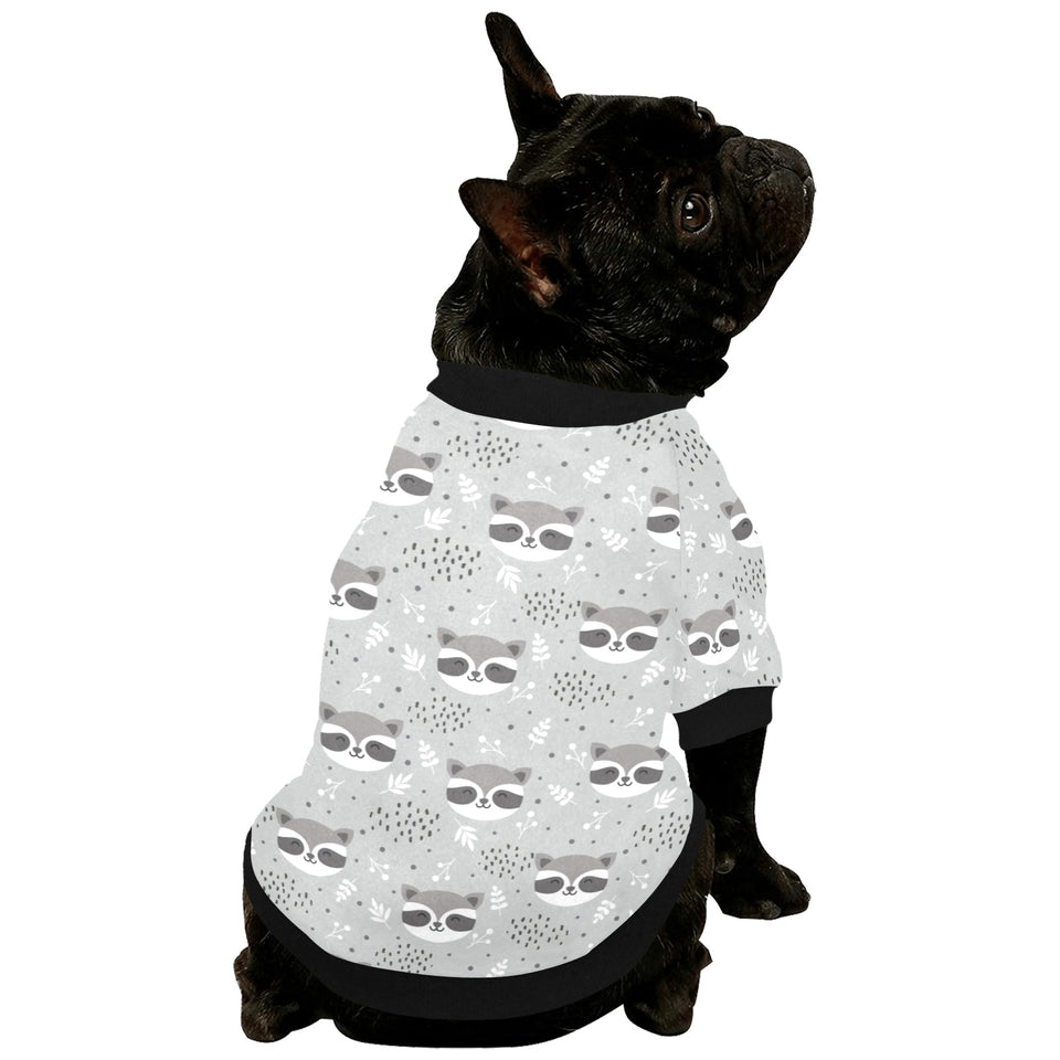 Cute raccoons leaves dot All Over Print Pet Dog Round Neck Fuzzy Shirt