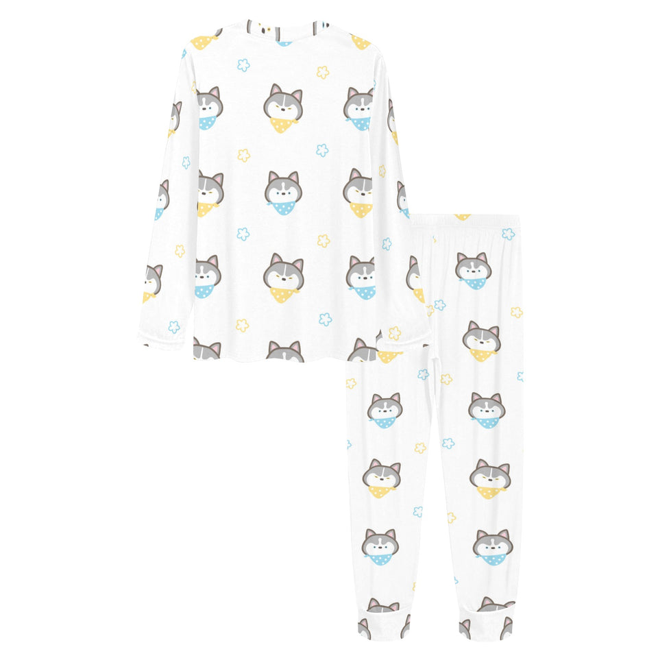 Cute Siberian Husky pattern Women's All Over Print Pajama Set