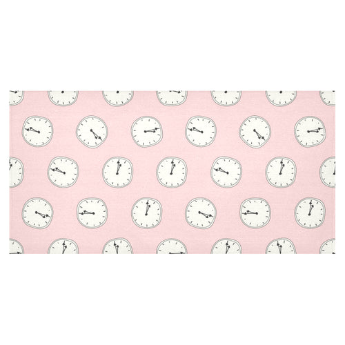Clock pattern pink blackground Tablecloth
