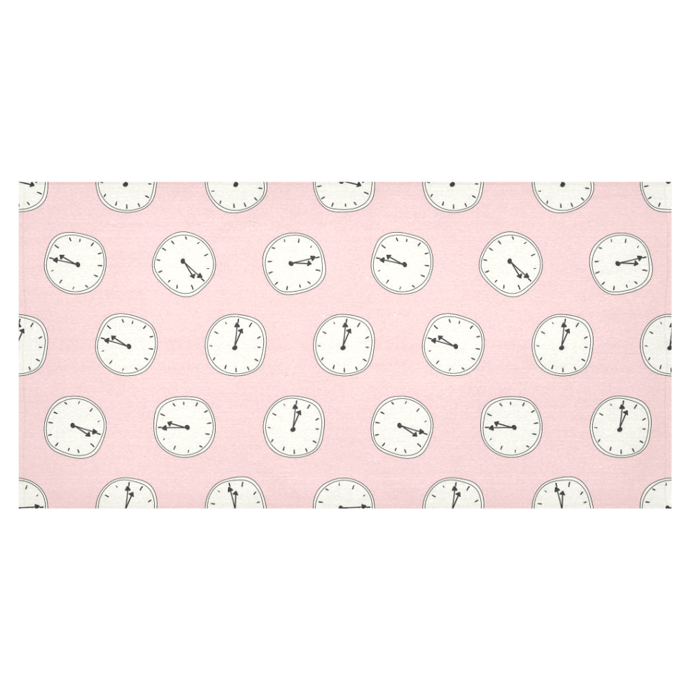Clock pattern pink blackground Tablecloth