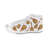 Paint Guitar Pattern Men's High Top Canvas Shoes White