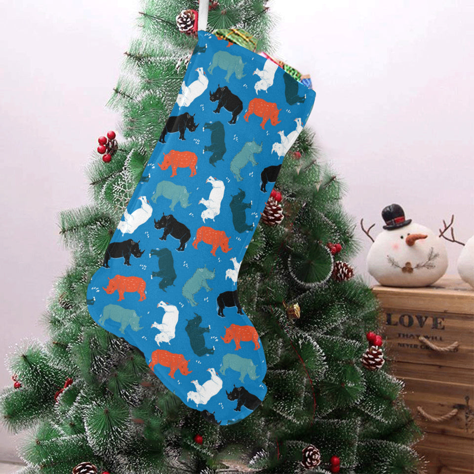 Colorful rhino pattern Christmas Stocking