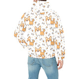 Cute corgi heart star bone pattern Men's Padded Hooded Jacket