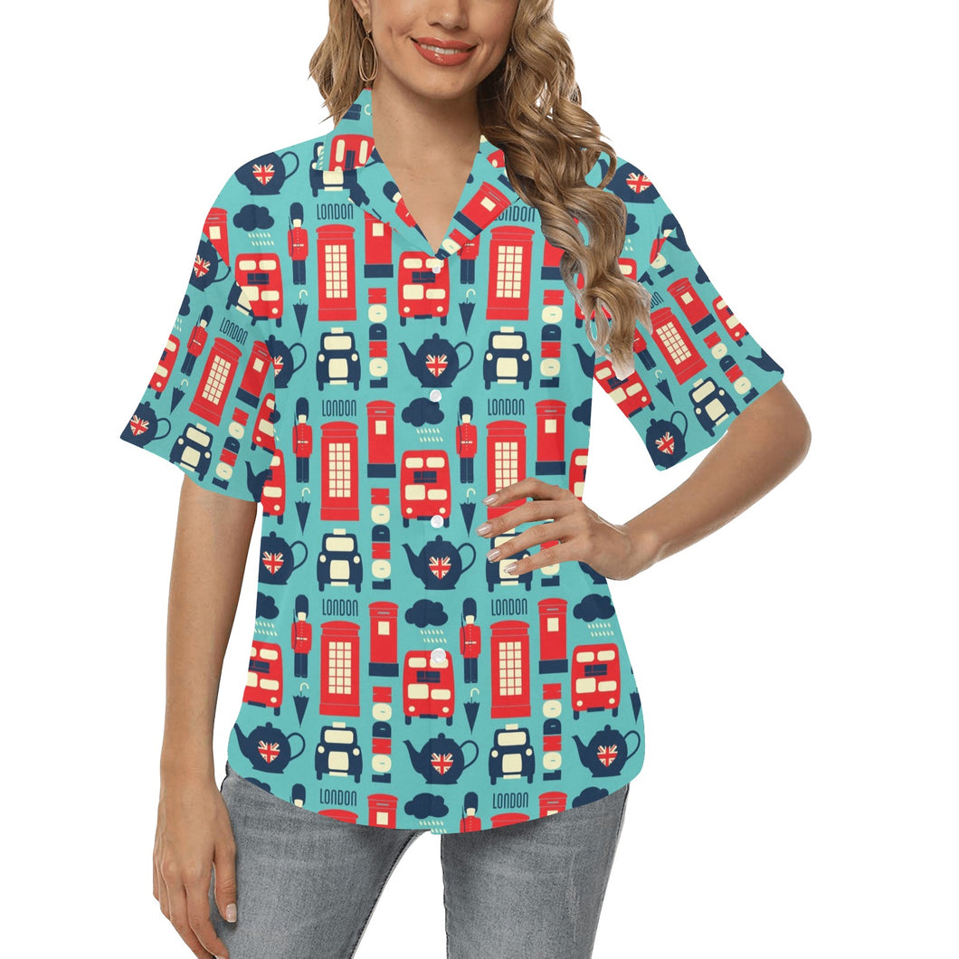 British Pattern Print Design 04 Women's All Over Print Hawaiian Shirt