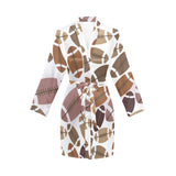American football ball pattern Women's Long Sleeve Belted Night Robe