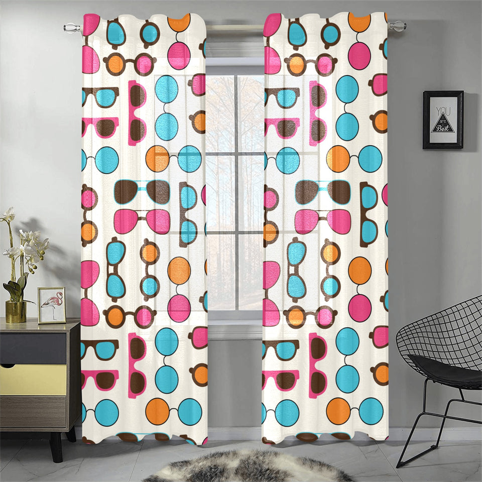 Sun Glasses Pattern Print Design 03 Gauze Curtain