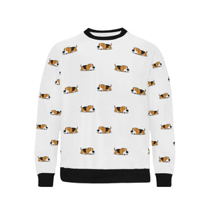 Cute beagle dog sleeping pattern Men's Crew Neck Sweatshirt
