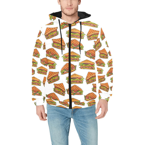 Sandwich Pattern Print Design 02 Men's Padded Hooded Jacket