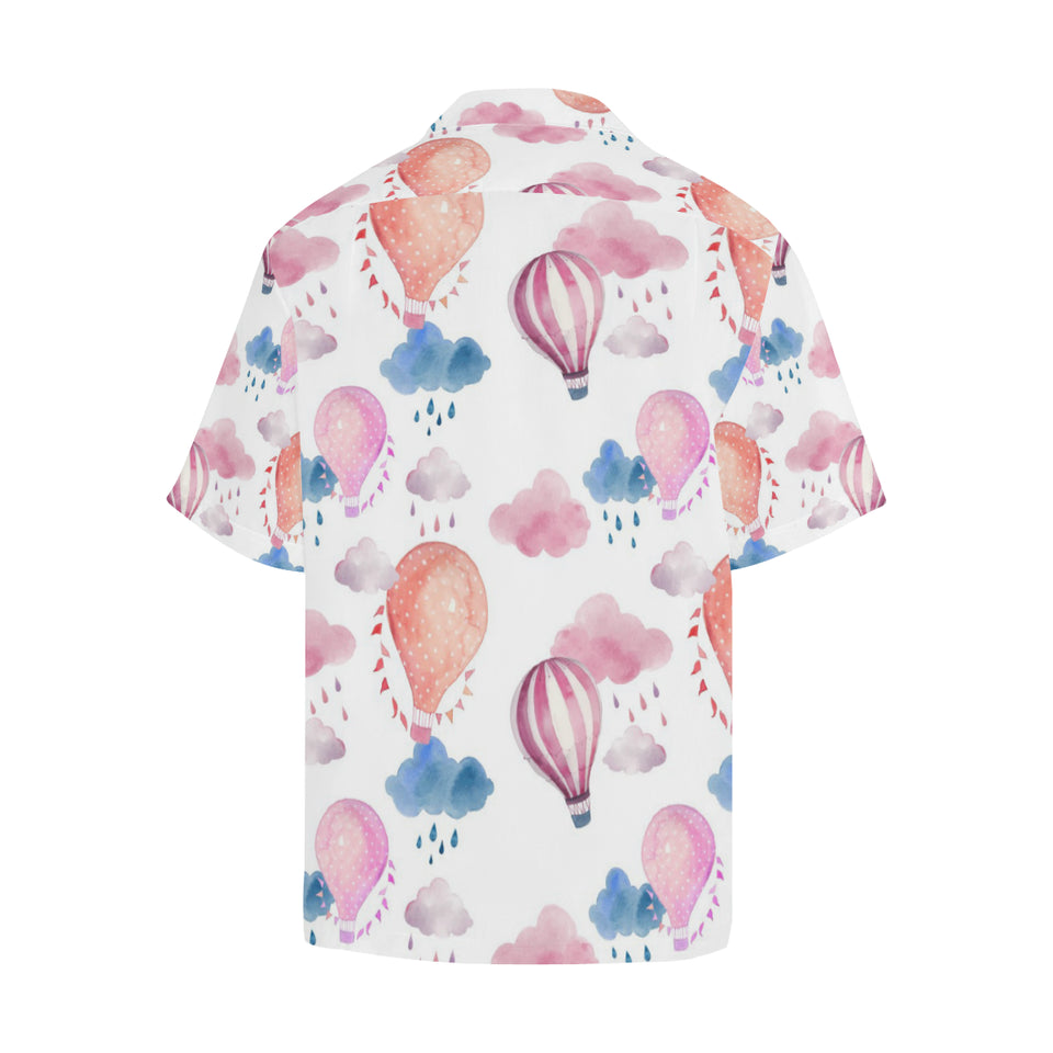 Watercolor air balloon cloud pattern Men's All Over Print Hawaiian Shirt