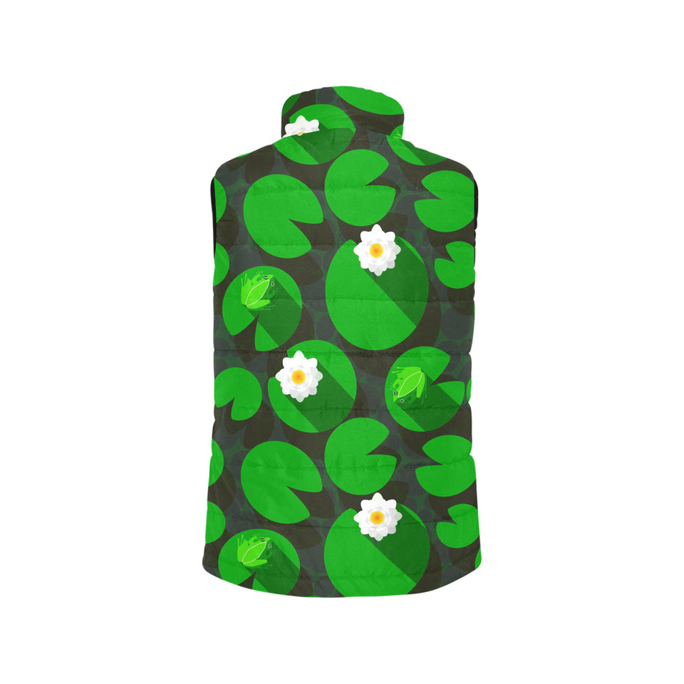 Frog waterlily pattern Women's Padded Vest