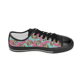 Beagle muzzles turquoise paint splashes pink patte Kids' Boys' Girls' Low Top Canvas Shoes Black
