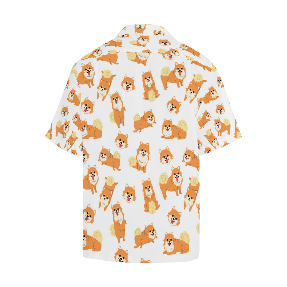 Brown pomeranian pattern Men's All Over Print Hawaiian Shirt