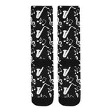 Saxophone music notes treble clef black white them Crew Socks