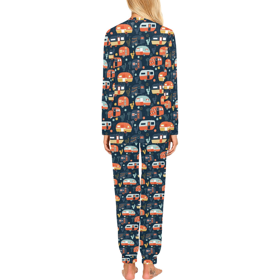 Camper Van Pattern Print Design 05 Women's All Over Print Pajama Set
