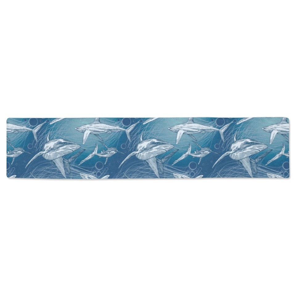 Shark hand drawn Table Runner
