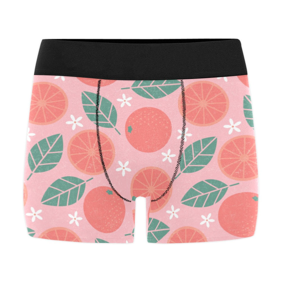 Grapefruit leaves flower pink background Men's All Over Print Boxer Briefs Men's Underwear