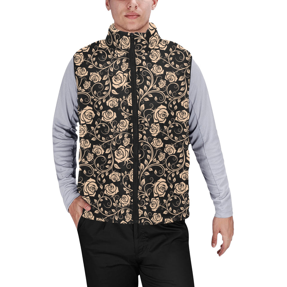 Rose Pattern Print Design 04 Men's Padded Vest