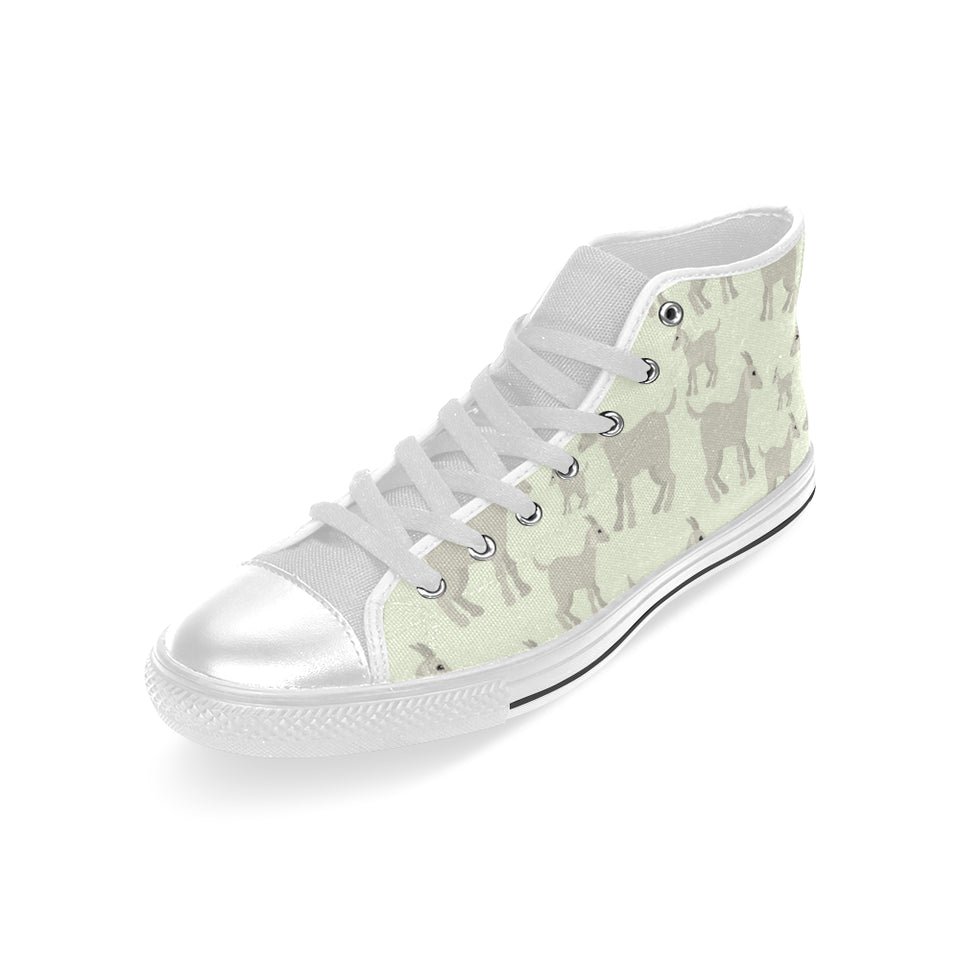 Little young goat pattern Men's High Top Canvas Shoes White
