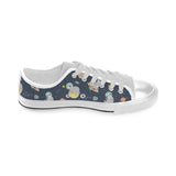 Cute sloth astronaut star planet rocket pattern Men's Low Top Shoes White