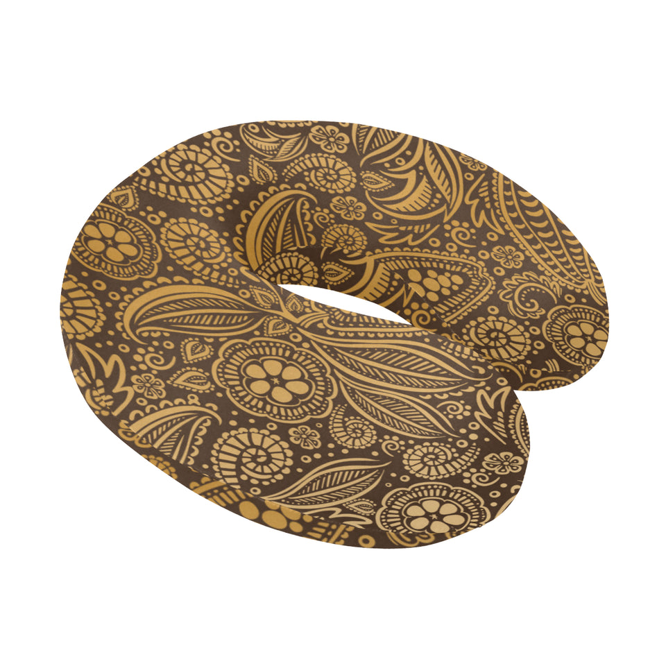 cacao beans tribal polynesian pattern background U-Shaped Travel Neck Pillow