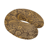 cacao beans tribal polynesian pattern background U-Shaped Travel Neck Pillow