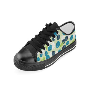 blueberry flower pattern Kids' Boys' Girls' Low Top Canvas Shoes Black
