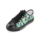 blueberry flower pattern Kids' Boys' Girls' Low Top Canvas Shoes Black