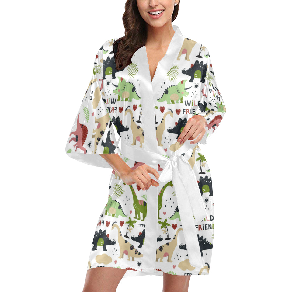 Cute dinosaurs pattern Women's Short Kimono Robe