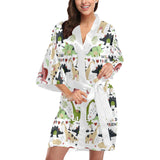 Cute dinosaurs pattern Women's Short Kimono Robe