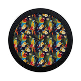 Colorful parrot flower pattern Elegant Black Wall Clock