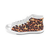 Fire flame dark pattern Men's High Top Canvas Shoes White