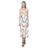 Boomerang Australian aboriginal ornament pattern V-Neck Open Fork Long Dress