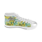 Hand drawn windmill pattern Women's High Top Canvas Shoes White