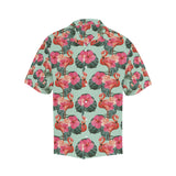 Beautiful flamingo tropical palm leaves hibiscus p Men's All Over Print Hawaiian Shirt