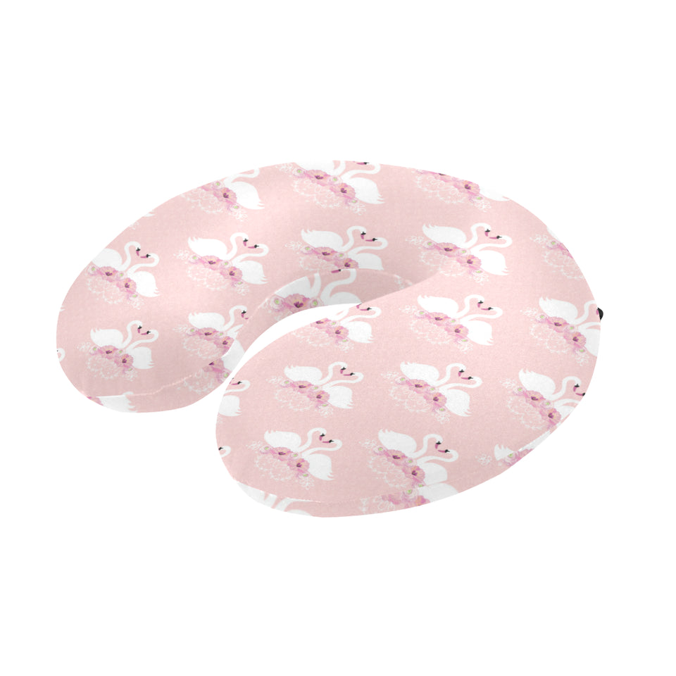 White swan and flower love pattern U-Shaped Travel Neck Pillow