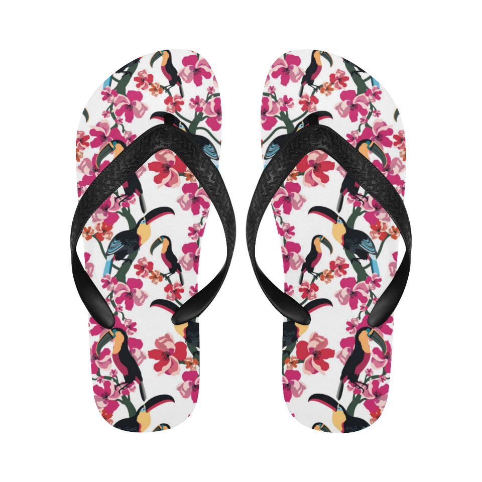 Toucan flower design pattern Unisex Flip Flops