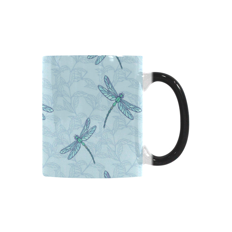 Dragonfly pattern blue background Morphing Mug Heat Changing Mug
