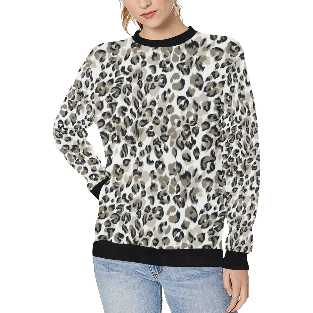 Leopard skin print pattern Women's Crew Neck Sweatshirt