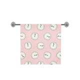 Clock pattern pink blackground Bath Towel