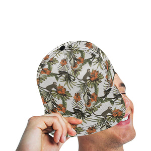 Monkey red hibiscus flower palm leaves floral patt All Over Print Snapback Cap