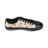 Brown pomeranian pattern Men's Low Top Canvas Shoes Black
