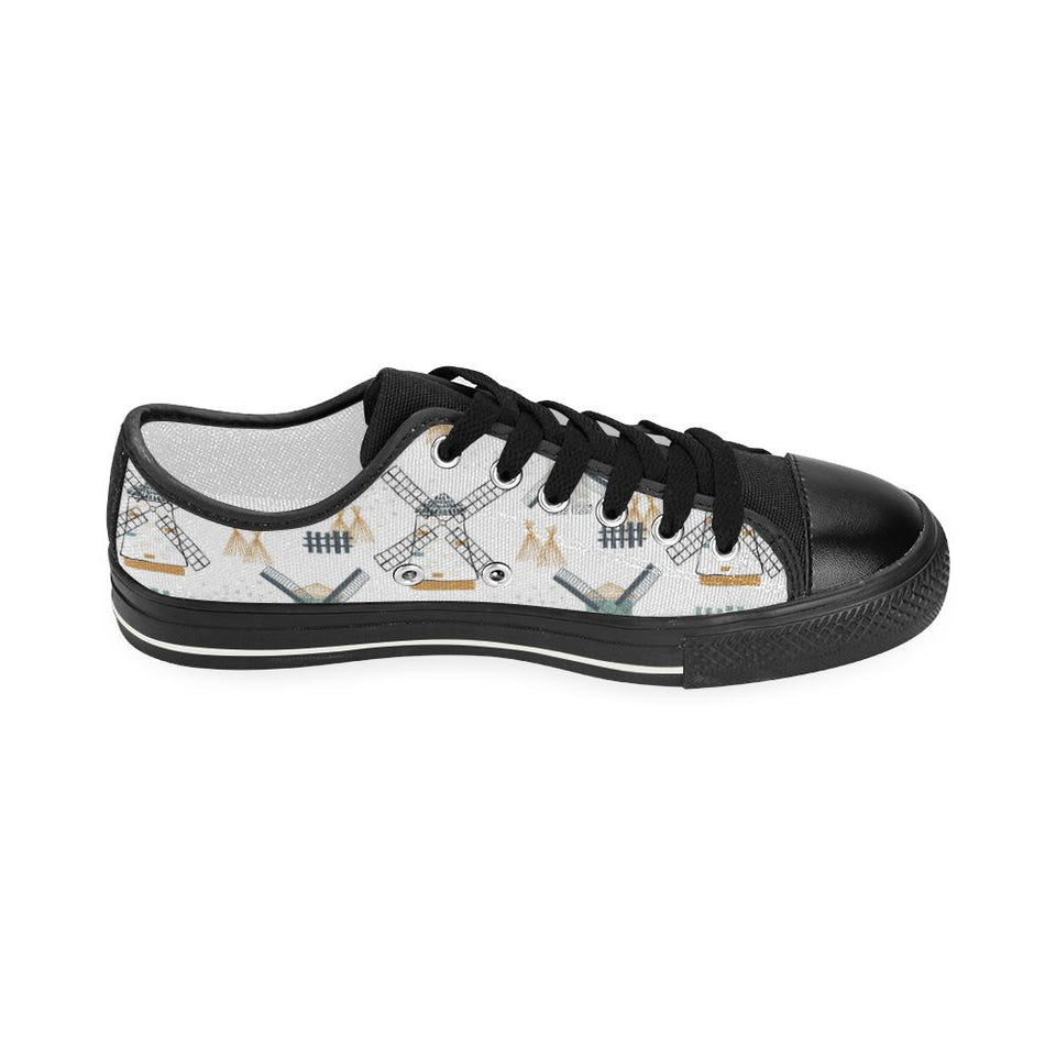 windmill pattern Kids' Boys' Girls' Low Top Canvas Shoes Black
