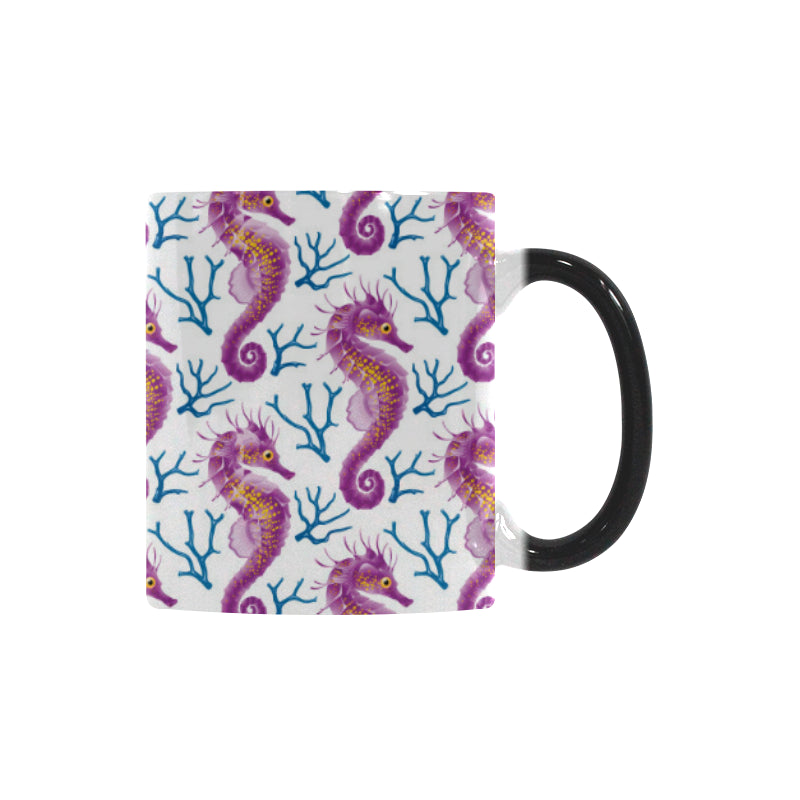 Purple seahorse blue coral pattern Morphing Mug Heat Changing Mug