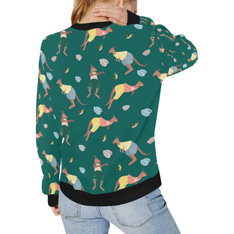 Kangaroo leaves pattern Women's Crew Neck Sweatshirt