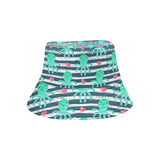 Cute octopuses heart striped background Unisex Bucket Hat