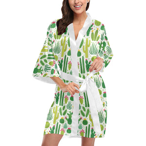 Cactus pattern copy Women's Short Kimono Robe