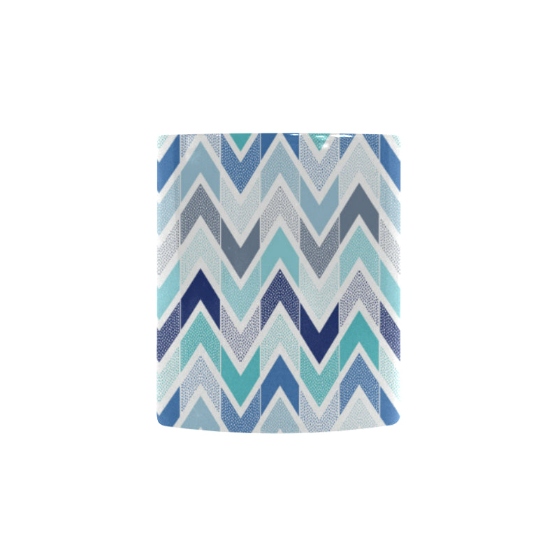 zigzag  chevron blue pattern Morphing Mug Heat Changing Mug