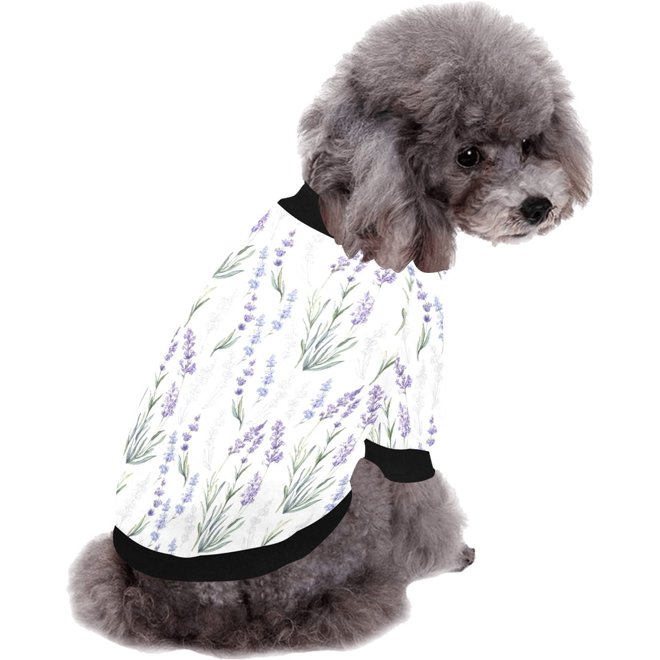 Hand painting Watercolor Lavender All Over Print Pet Dog Round Neck Fuzzy Shirt